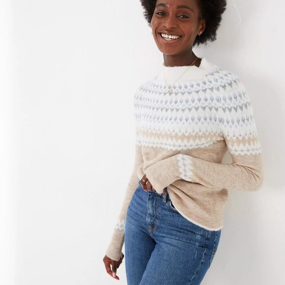 Fat Face Olivia Fair Isle Wool Blend Sweater